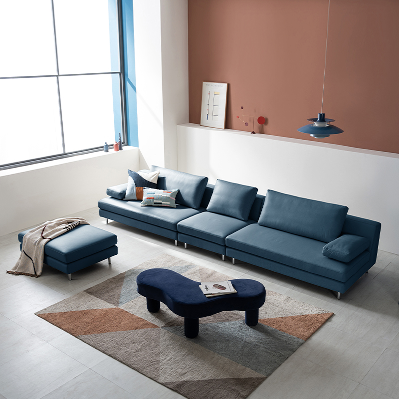 슈가 모듈 전체 내추럴 천연가죽 소파 6인용