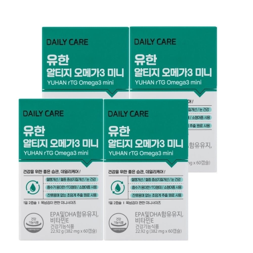 유한양행 유한 알티지 오메가3 미니 382mg 60캡슐 (4개)_이미지