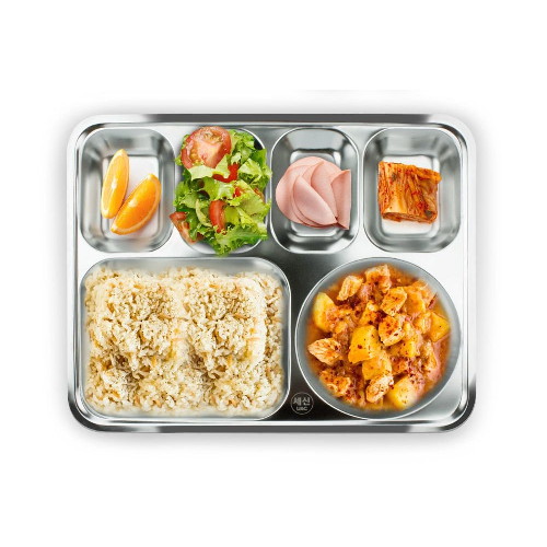 세신퀸센스 성인용 4찬 어른 스텐 식판_이미지