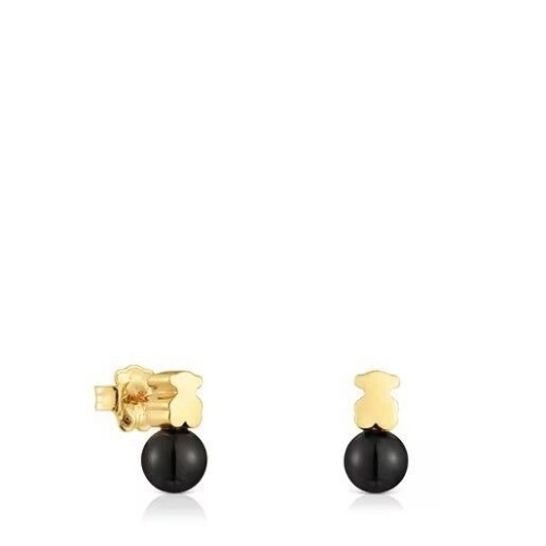 TOUS Earrings with 18kt gold plating over silver and onyx Icon Mesh / �Ͱ���..