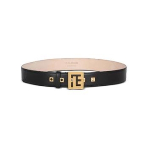 발망 Black Logo Applique Leather Belt CN1WJ084LVTL T
