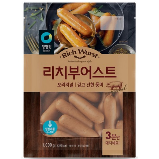 대상 청정원 리치부어스트 오리지널 1kg이미지입니다. 누르면 해당 게시물로 새창이동합니다.