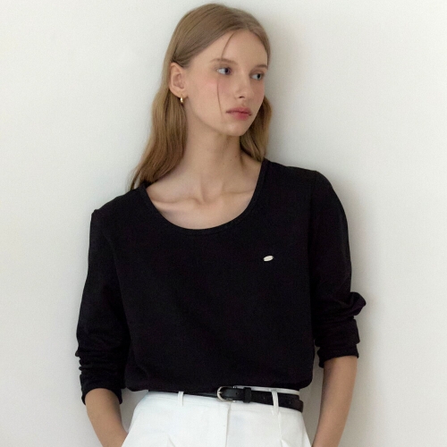 �ƿ�ȣ�� Logo Silky U-neck Sleeve T-shirt Black H25FA-TS01-BLAN 1083405