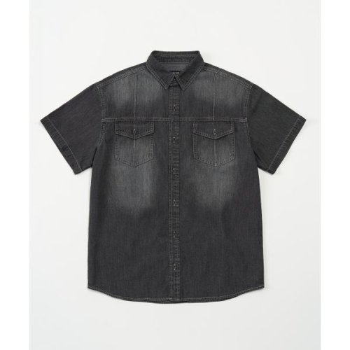 TOFFEE 핀턱 하프 데님 셔츠 DEEP GREY T5S-PTHDSH43DG 103384