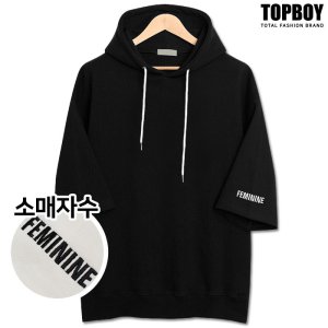 탑보이 자수 오버핏 후드 반팔티 ADD013_이미지