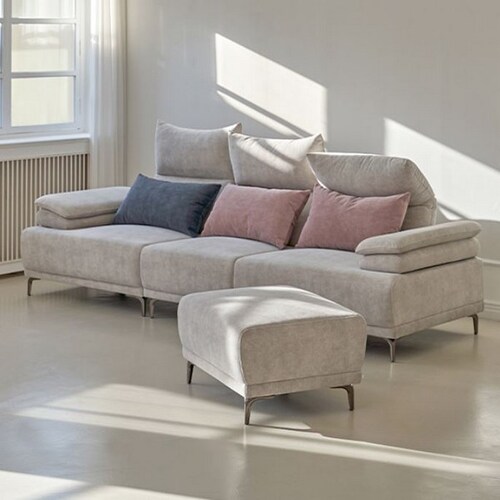 휴도 오월의 동백 아쿠아 패브릭 소파 4인용 (스툴포함)