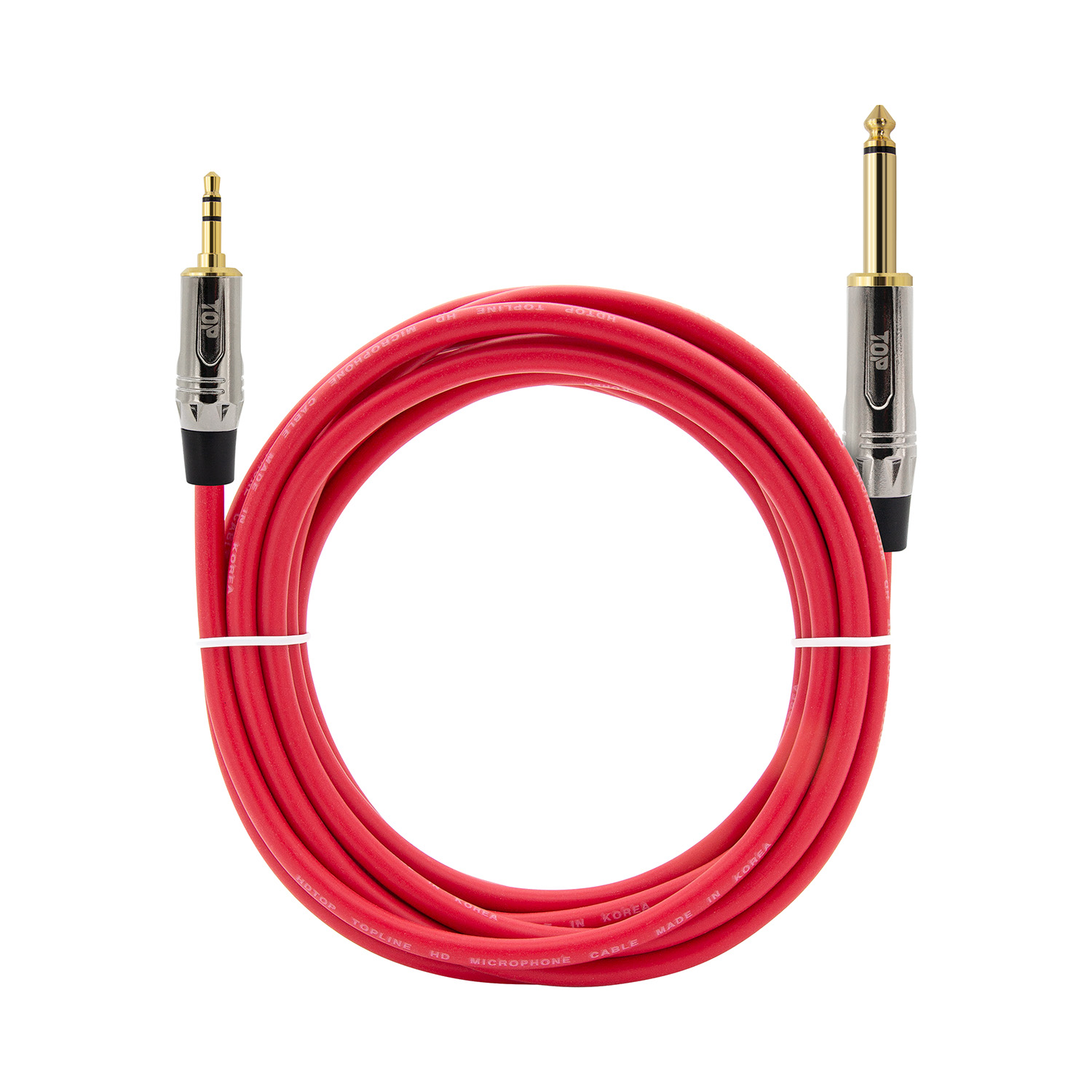 탑라인에이치디 HDTOP 메탈 3.5스테레오 to 5.5모노 케이블 레드 (0.5m, HT-TP4201)