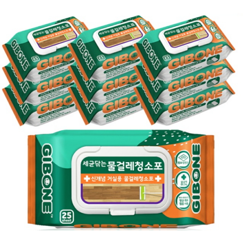 기본에 세균닦는 물걸레 청소포 표준형 25매 (10개)