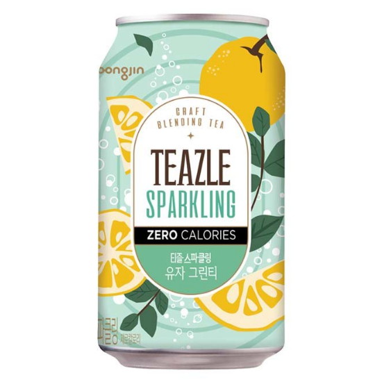 웅진식품 티즐 스파클링 제로 유자 그린티 340ml (12개)_이미지