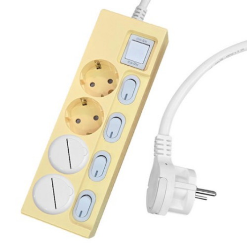 원스탑 4구16A 메인 개별스위치 컬러 제로갭 슬림멀티탭 (1.5m)_이미지