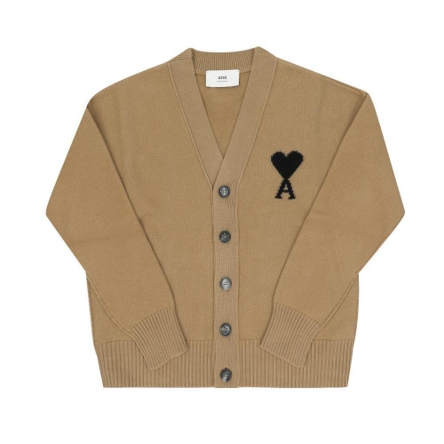 아미 남녀공용 드 꾀흐 빅 하트 로고 인타르시아 브이넥 가디건 UKC367 018 288