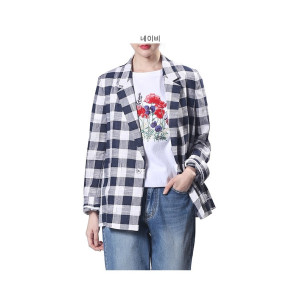 시에로 린넨 체크 싱글쟈켓 SF2JKF082_이미지
