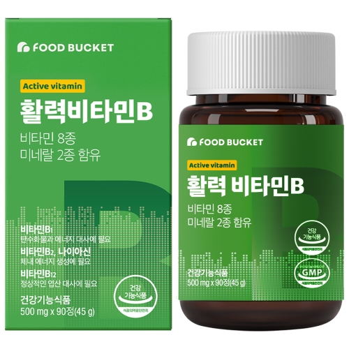  한미양행 푸드버킷 활성비타민B 컴플렉스 비오틴 500mg 90정 [2개]