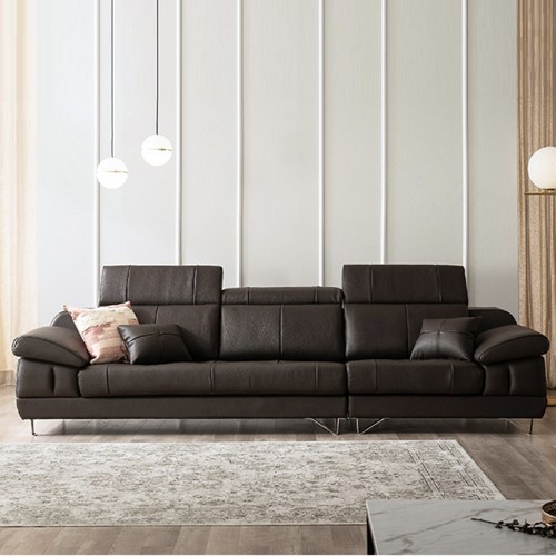 쉐우드가구 빈센트 기능성 헤드틸팅 천연통가죽 소파 4인용 (스툴별도)_이미지