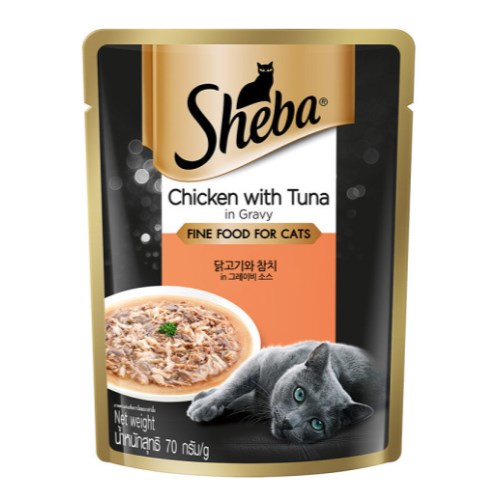  쉬바 간식 닭고기와 참치 in 그레이비 소스 파우치 70g [24개]