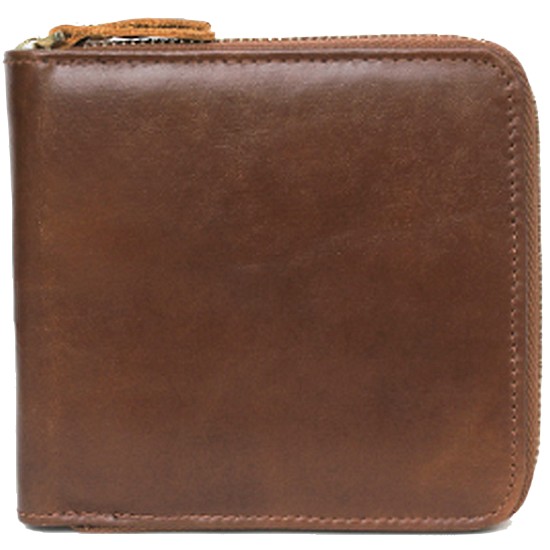 [불명] W6259C8  F8011 브라운  F8011 천연소가죽 여성 반 중지갑 카드 지퍼 수납지갑_이미지