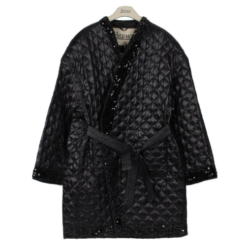 여성 초경량 나일론 시킨 장식 퀼팅 자켓 GI000314D 12017Z 9300 BLACK HNC154