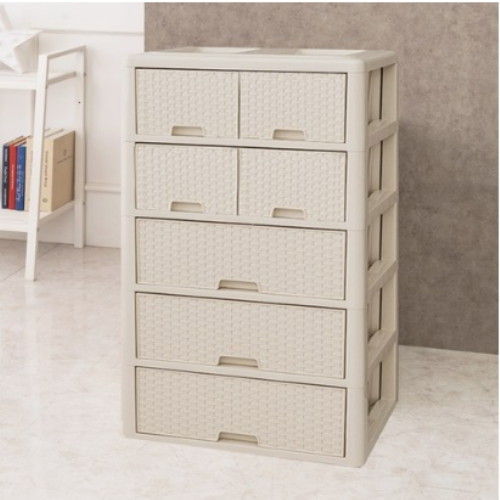 훼미리산업 라탄 스마일 5단 서랍장
