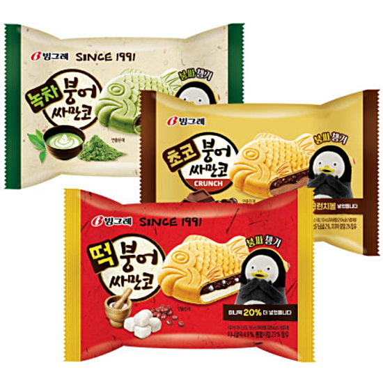 빙그레 녹차 붕어싸만코 150ml + 초코 붕어싸만코 150ml + 떡 붕어싸만코 150ml (8세트)_이미지