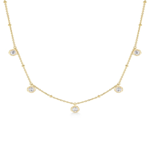 골드 몰튼 베젤 세팅 드롭렛 스테이션 925 실버 목걸이 N074-07G_이미지