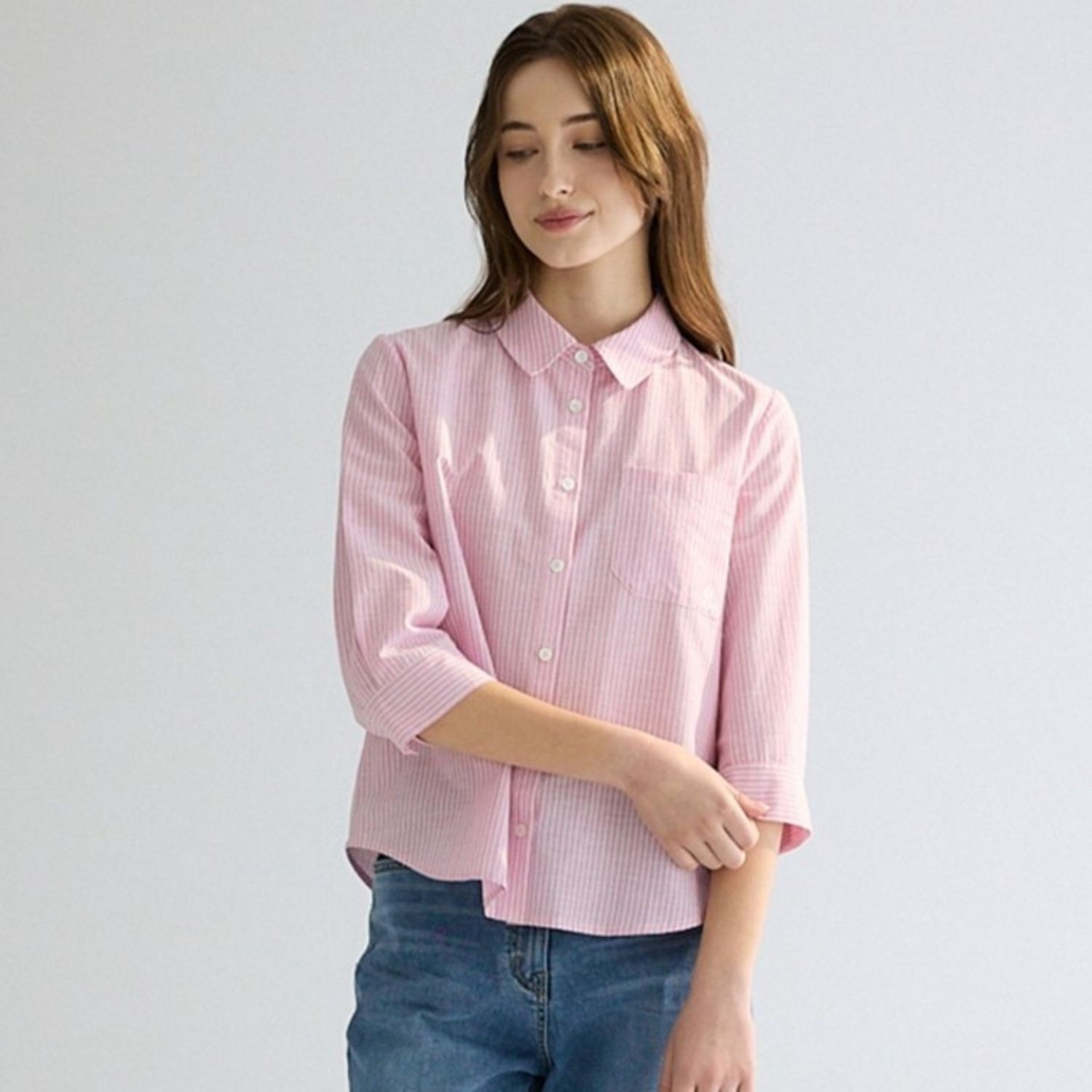 린넨블렌드 스트라이프 블라우스 Z6B5B108