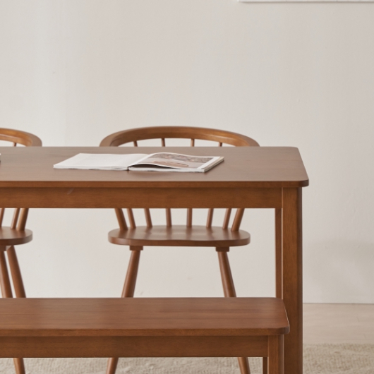 모던하우스 ON 리에티 월넛 천연원목 100% 식탁 1750 (의자3개+벤치1개)_이미지