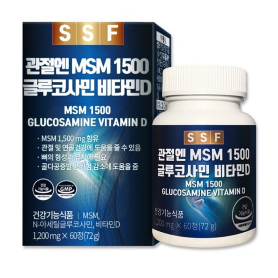 순수식품 SSF 관절엔 MSM 2000 글루코사민 비타민D 60정 (6개)