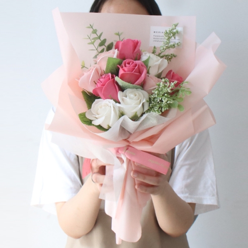 티파니에서 아침을 장미비누꽃 꽃다발 소 핑크