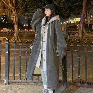 셀러허브 패션 JHP02Q7Q_51IB 겨울 후리스롱코트 아우터 일체형 양털코트_이미지