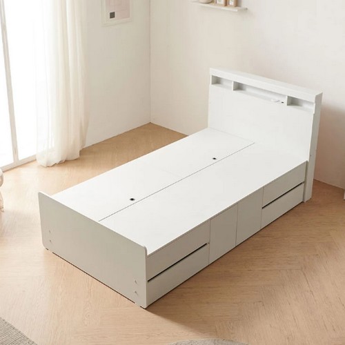 퍼닉에스엠 에리스 LED USB 도어중앙형 2단서랍 침대 SS (매트별도)_이미지