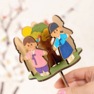 민화샵 MDF 강강술래 장난감 DIY 우드아트 정월대보름 한가위 민속놀이 만들기세트_이미지