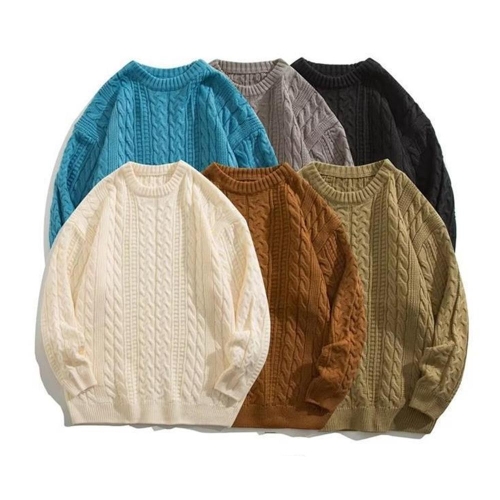 라운드넥 꽈배기 니트 풀오버 커플니트 오버핏 OHS-CMTK0037