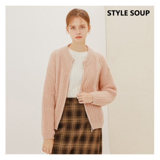  숲(SOUP) 립트 라운드 집업 가디건 SZBGDE1