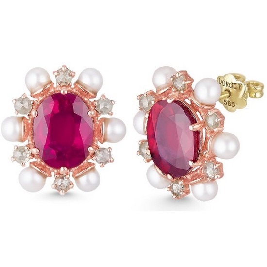 도로시 18K 로망스 천연 루비 귀걸이(다이아몬드)_이미지