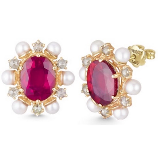 도로시 18K 로망스 천연 루비 귀걸이(다이아몬드)_이미지