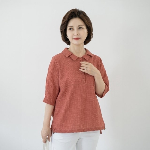 마담4060 엄마옷 여름블라우스스텝카라-QBL2406064미시옷/중년여성의류/빅사이즈/할머니옷/50대/60대여성옷_이미지