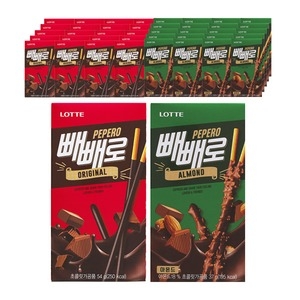 초코 빼빼로 54g(20개) + 아몬드 빼빼로 37g(20개)
