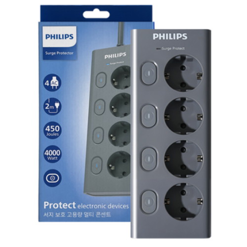 필립스 4구 서지보호 맥스 멀티탭 (2m)_이미지