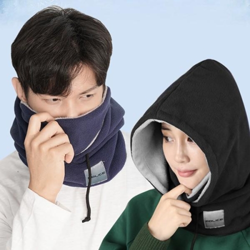 이한선생활과학 폴리스 기모 후드 넥워머 워머 방한마스크 털모자 방한용품_이미지