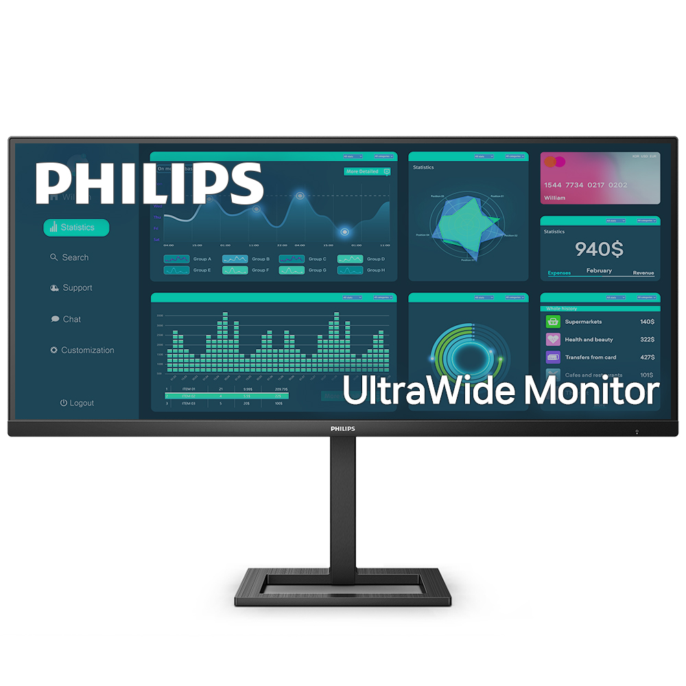 필립스 345E2LE 울트라와이드 WQHD 100 시력보호 무결점_이미지