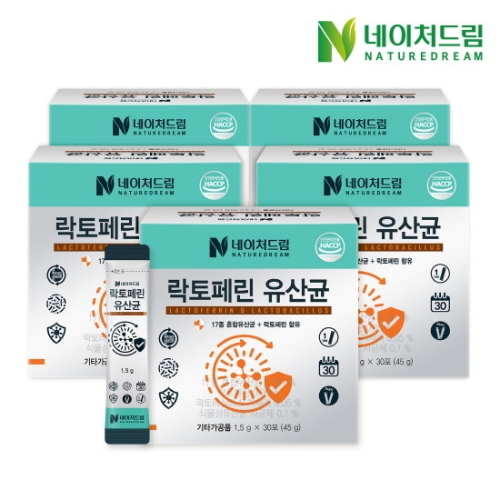 락토페린 유산균 초유단백질 1.5g 30포 5박스