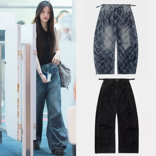 배드블러드 라이온 패치 워시드 배럴 팬츠 w-pts25-036