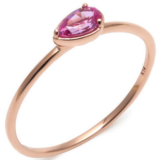 비앤비골드 18K 심플 물방울스톤 진핑크사파이어 반지 NPR26089