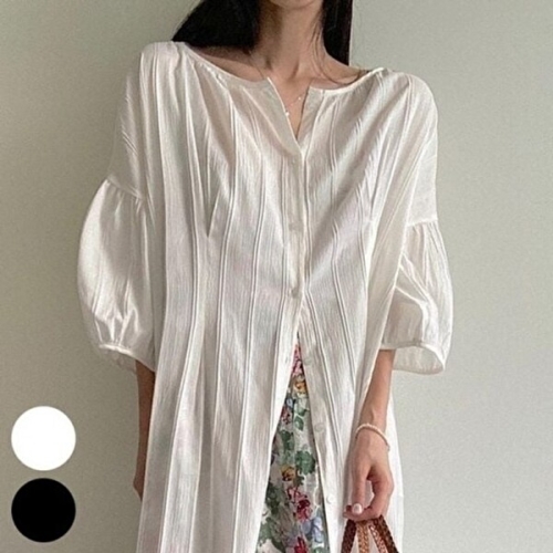 로브 원피스 307P723S 퍼프 여성큰옷 빅사이즈미시옷 KYR-WD8CB32