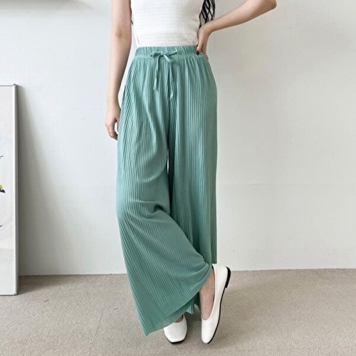 심플 골지 주름 데일리 허리밴딩 와이드핏 통바지 KYR-WF8CD3E_이미지