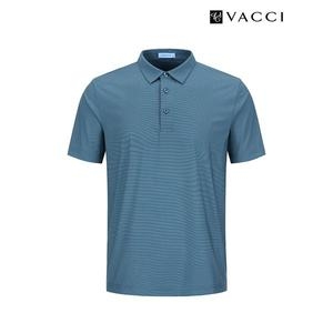 바찌 경량 나일론 립조직 솔리드 일반핏 카라 반팔 티셔츠 블루 VT1O2BR203B0_이미지