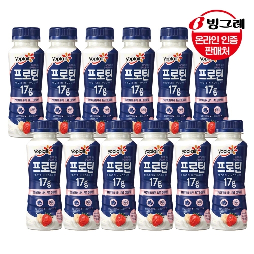 빙그레 요플레 프로틴 드링크 플레인 210ml (12개)_이미지