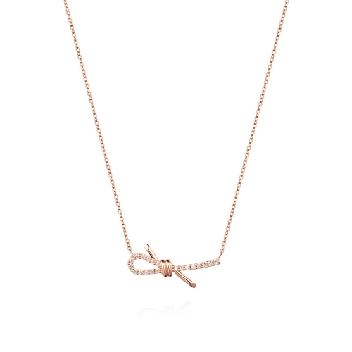 스톤헨지 여성 Love Knot 14K 큐빅 목걸이_SA24C20T_이미지