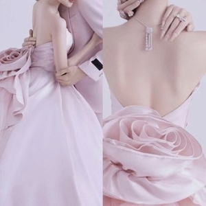 교복몰 베이비핑크 빅플라워 드레스 웨딩촬영 피로연. WFGQVJ2