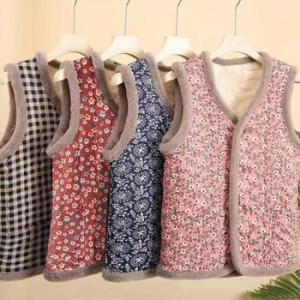 다데 촌캉스 김장조끼 꽃무늬 누빔 할머니조끼 DD-12955_이미지